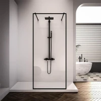Душевая перегородка Veconi Korato KR-90B 120 KR90B-120-01-C4 профиль цвет Черный матовый стекло прозрачное
