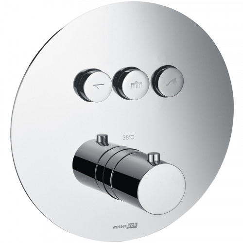 Смеситель для душа WasserKRAFT Dinkel 5844 с термостатом Хром латунь встраиваемый