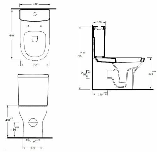 Унитаз компакт beWash Anlagen 77403401 с бачком и сиденьем Микролифт фарфор напольный