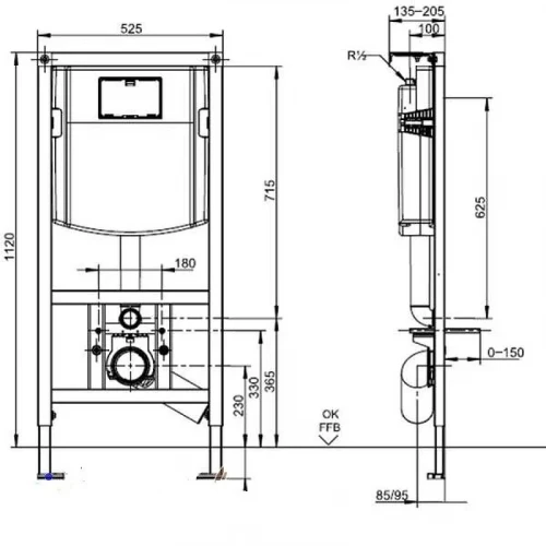Инсталляция Villeroy&amp;Boch ViConnect 92246100 для унитаза без клавиши смыва