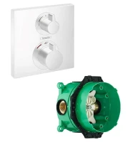 Смеситель для душа Hansgrohe Ecostat Square 15714700S с термостатом цвет Белый матовый