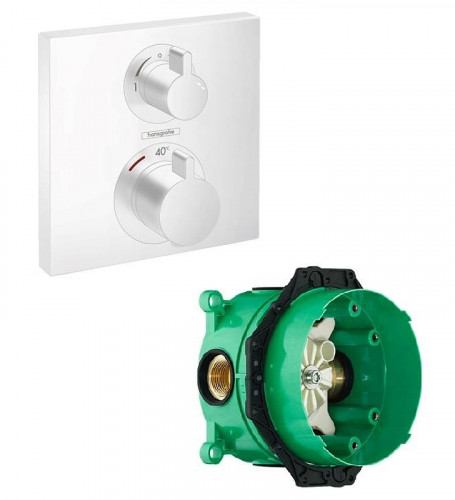 Смеситель для душа Hansgrohe Ecostat Square 15714700S с термостатом цвет Белый матовый
