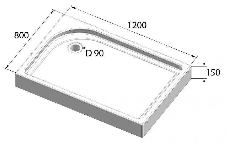 Акриловый поддон для душа BelBagno Tray 120x80 L TRAY-BB-AH-120/80-15-W-L Белый