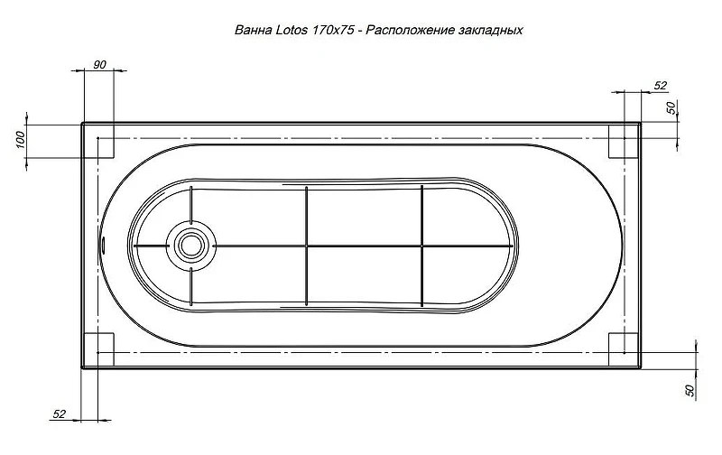 Акриловая ванна Aquanet Lotos 170x75 309624 цвет Белый