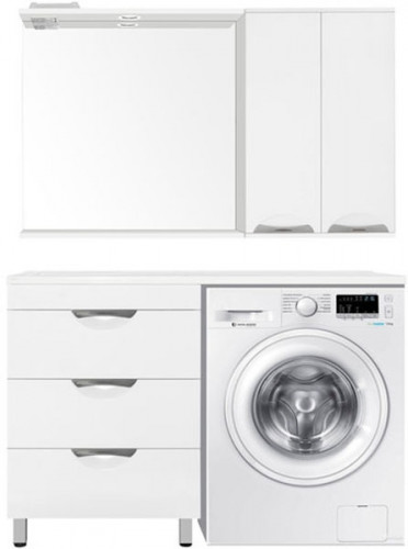 Тумба под раковину Style Line Жасмин 120 с 3 ящиками Белая МДФ / ЛДСП