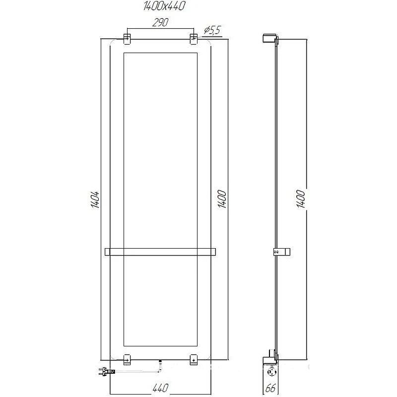 Электрический полотенцесушитель Allen Brau Infinity 44x140 8.21004.GL зеркальный
