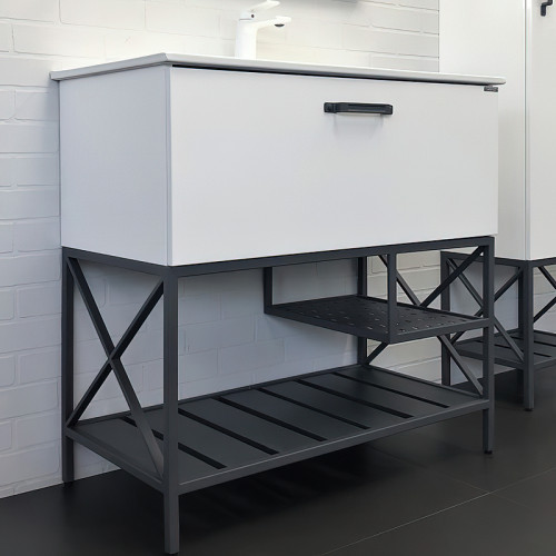 Тумба с раковиной Comforty Бредфорд 90 00-00009955 Белый глянец МДФ / ЛДСП