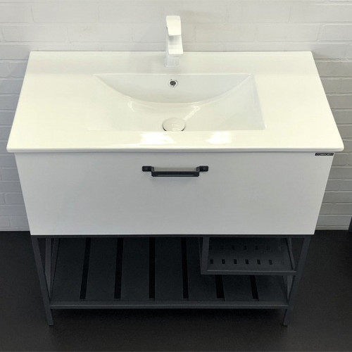 Тумба с раковиной Comforty Бредфорд 90 00-00009955 Белый глянец МДФ / ЛДСП