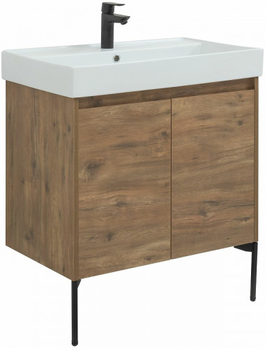 Тумба под раковину Aquanet Nova Lite 75 298852 подвесная Дуб рустикальный МДФ / ЛДСП