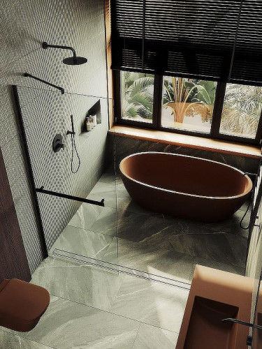 Душевая перегородка Maybah Glass MGD-1418-6ш 990х1950 в широком профиле с полотенцедержателем Черный стекло прозрачное