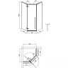 Душевой уголок Timo TTSSP-90/03C-8 900x900x2000 T70 распашной профиль Черный стекло прозрачное