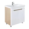 Тумба с раковиной Comforty Печора 70 00-00018366 цвет Дуб светлый Белый матовый