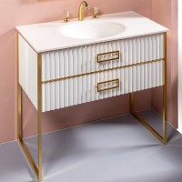 Тумба под раковину Boheme Armadi Art Monaco 100 866-100-WG Белый глянец Золото МДФ / ЛДСП