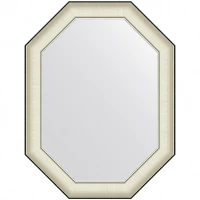Зеркало Evoform Octagon 84x64 BY 7444 в багетной раме - Белая кожа с хромом 78 мм стекло