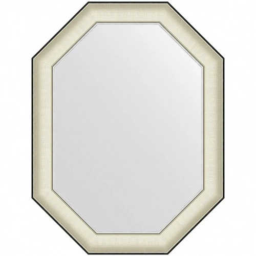 Зеркало Evoform Octagon 84x64 BY 7444 в багетной раме - Белая кожа с хромом 78 мм стекло