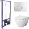 Комплект унитаза AM.PM Spirit FlashClean C701700WH+C707857WH с инсталляцией Berges Novum L3 040213 с сиденьем Микролифт и клавишей смыва Хром фарфор подвесной