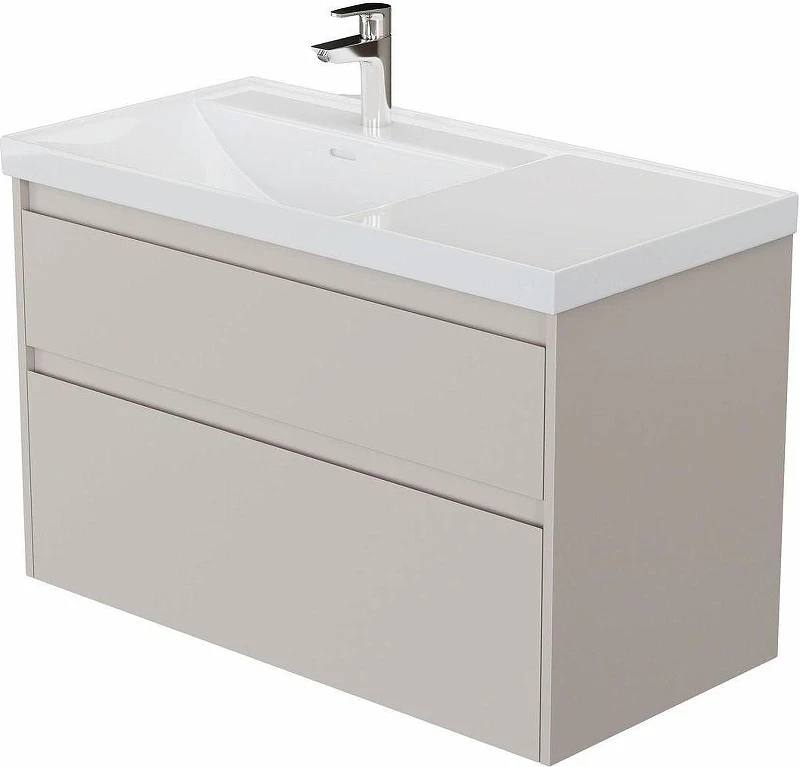 Тумба с раковиной Aquanet Nova Lite 2.0 90 L 365921 подвесная цвет Бежевый