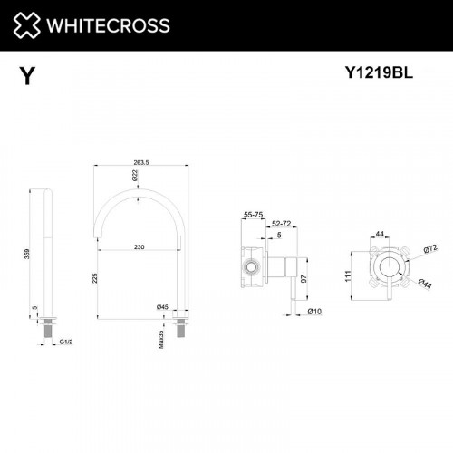 Смеситель для раковины Whitecross Y black Y1219BL цвет Черный матовый