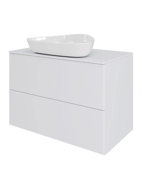 Тумба с раковиной Orange Otto 75 Ot-75TuMDF+B07-500W подвесная цвет Белый глянец
