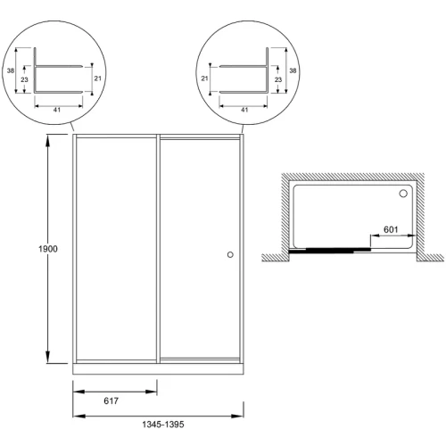 Душевая дверь Jacob Delafon Serenity 140 E14C140-GA профиль Хром стекло прозрачное
