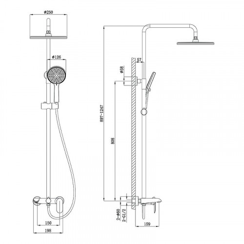 Душевая система Veconi Ferri FE-110-B-C4 цвет Черный матовый