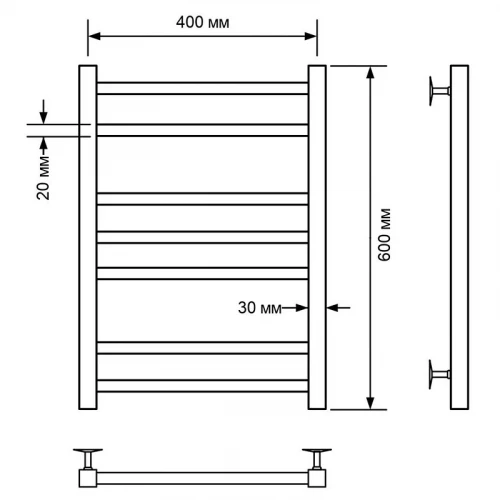 Водяной полотенцесушитель Comfysan Pioli-K W-6 60x40 014162 Черный матовый