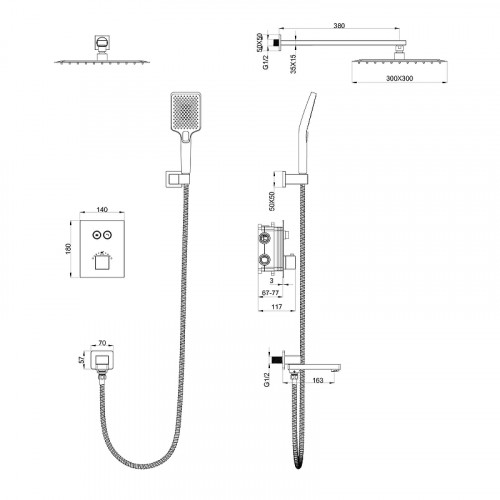 Душевая система Wonzon &amp; Woghand Diamond WW-88739011-BN цвет Брашированный никель