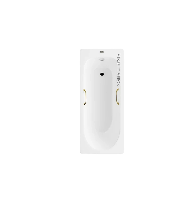 Чугунная ванна Vinsent Veron Soissons 170x70 VCN1707042H/VH0012GD цвет Белый с квадратными золотыми ручками