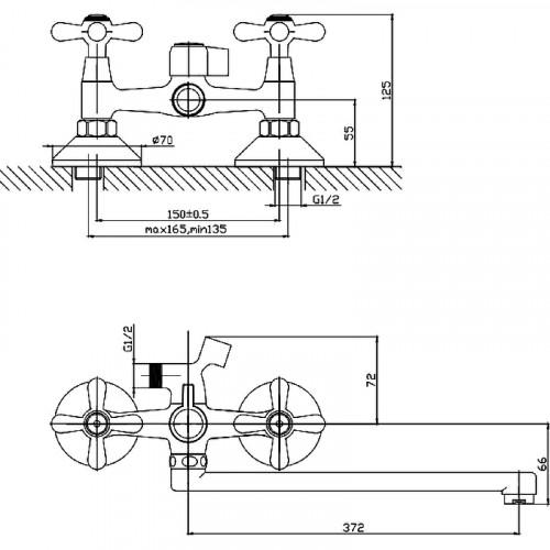 Смеситель для ванны ESKO Vienna VN 31-2 универсальный Хром латунь на стену