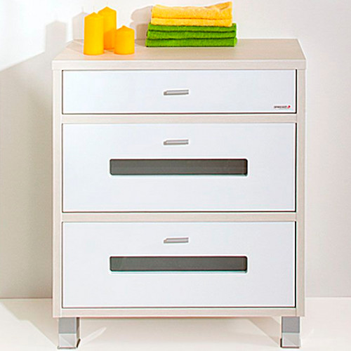 Комод Бриклаер Бали 70 4627125412059 Светлая лиственница Белый глянцевый МДФ / ЛДСП, стекло