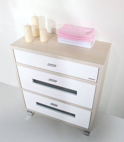 Комод Бриклаер Бали 70 4627125412059 Светлая лиственница Белый глянцевый МДФ / ЛДСП, стекло