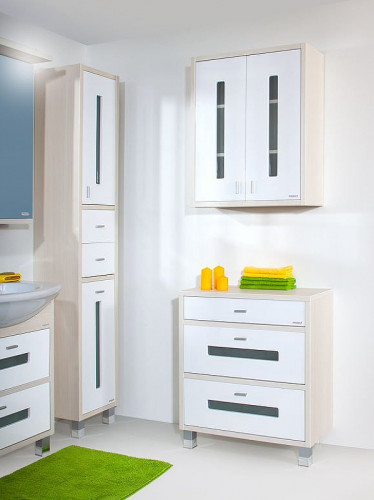 Комод Бриклаер Бали 70 4627125412059 Светлая лиственница Белый глянцевый МДФ / ЛДСП, стекло