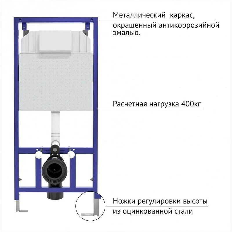 Комплект унитаза с инсталляцией Berges Okus 043386 цвет Белый с сиденьем Микролифт и клавишей смыва цвет Хром глянец