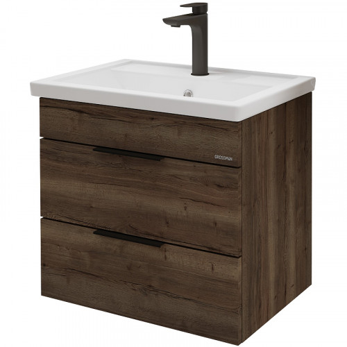 Тумба под раковину Grossman Форта 70 1070032 подвесная Темный дуб галифакс МДФ / ЛДСП