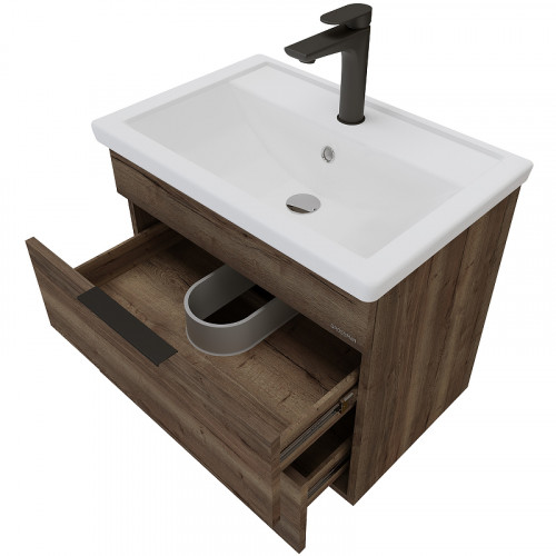Тумба под раковину Grossman Форта 70 1070032 подвесная Темный дуб галифакс МДФ / ЛДСП