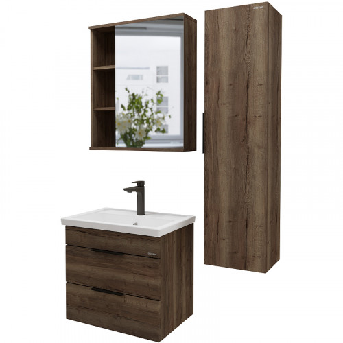 Тумба под раковину Grossman Форта 70 1070032 подвесная Темный дуб галифакс МДФ / ЛДСП