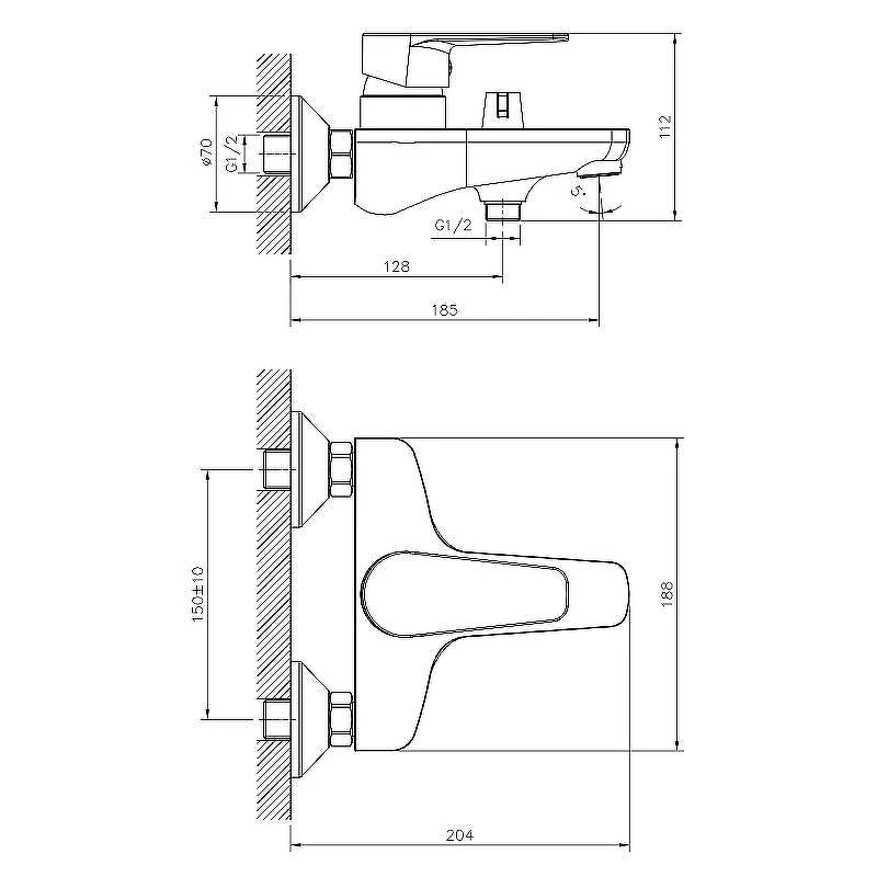 Смеситель для ванны Decoroom DR72036 Хром