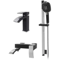 Комплект смесителей Hansberge Cubito H7077BC Черный матовый Хром