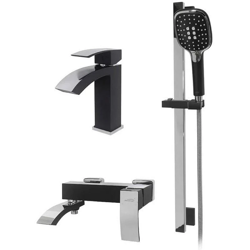 Комплект смесителей Hansberge Cubito H7077BC Черный матовый Хром