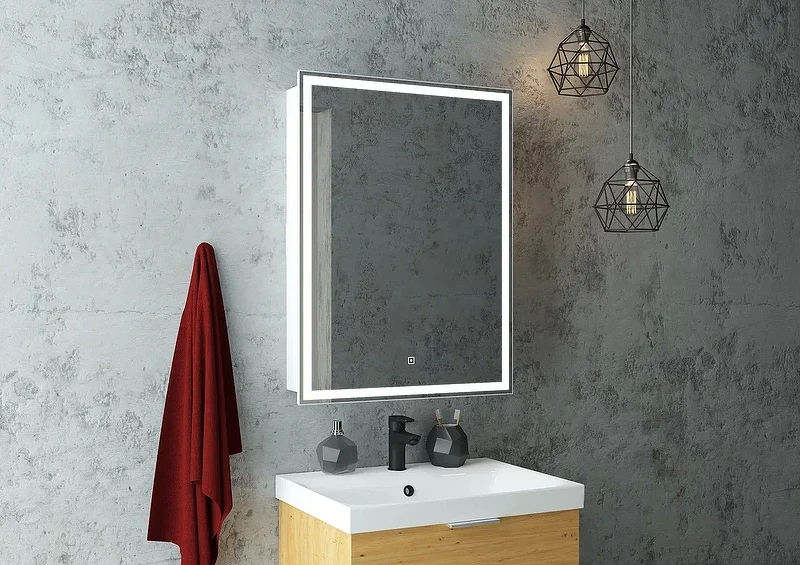 Зеркальный шкаф Континент Allure LED 55 R МВК003 с подсветкой Белый МДФ / ЛДСП, стекло