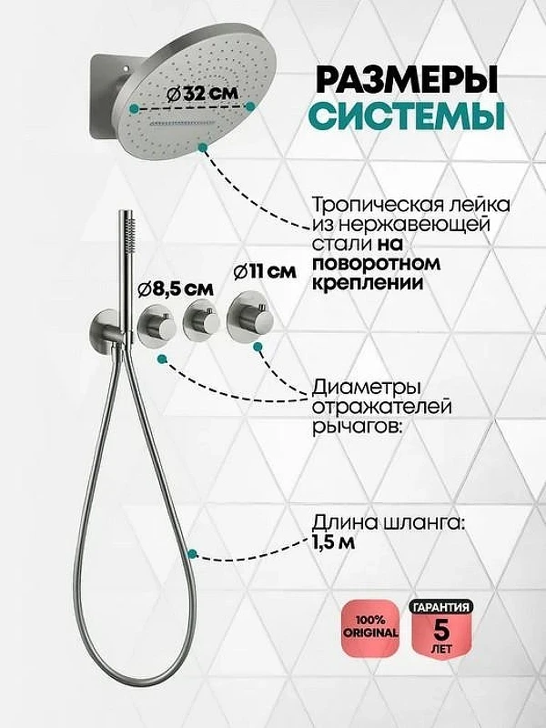Душевая система Grocenberg GB5020NK с термостатом Никель