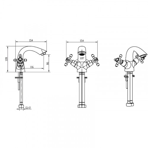 Смеситель для раковины Boheme Camelia 291 Золото латунь