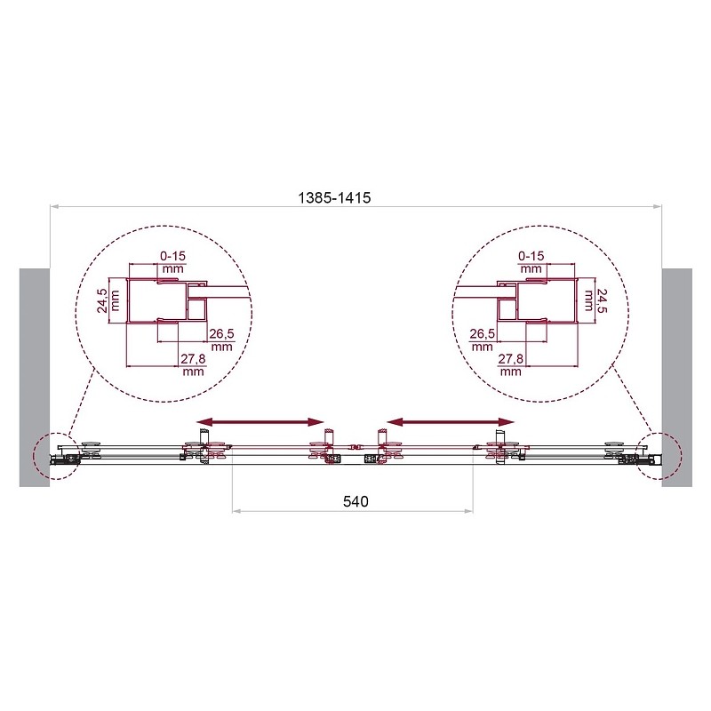 Душевая дверь BelBagno Luce 140 LUCE-BF-2-140-C-Cr профиль Хром стекло прозрачное