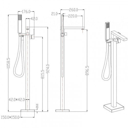Смеситель для ванны Grocenberg GB800MG Золото матовое