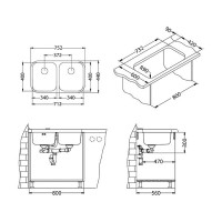 Кухонная мойка Alveus Duo 30 SAT-90 752x440 1036849 Сатинированная сталь нержавеющая сталь встраиваемый