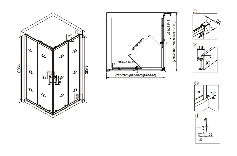 Душевой уголок Veconi Rovigo RV-29 100x100 RV29-100K-01-19C3 профиль Хром стекло прозрачное
