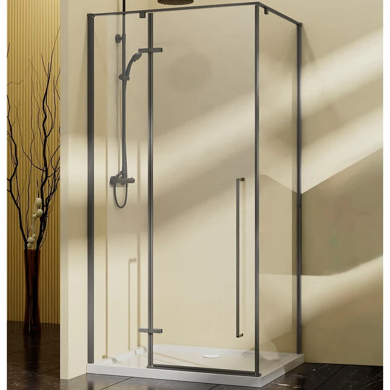 Душевой уголок Vincea Slim-N 100x90 VSR-5SN9010CLGM профиль Вороненая сталь стекло прозрачное