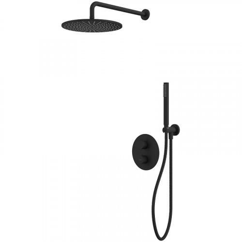 Душевая система Whitecross Y black YSET08BL с термостатом Черная матовая латунь встраиваемый