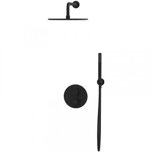 Душевая система Whitecross Y black YSET08BL с термостатом Черная матовая латунь встраиваемый