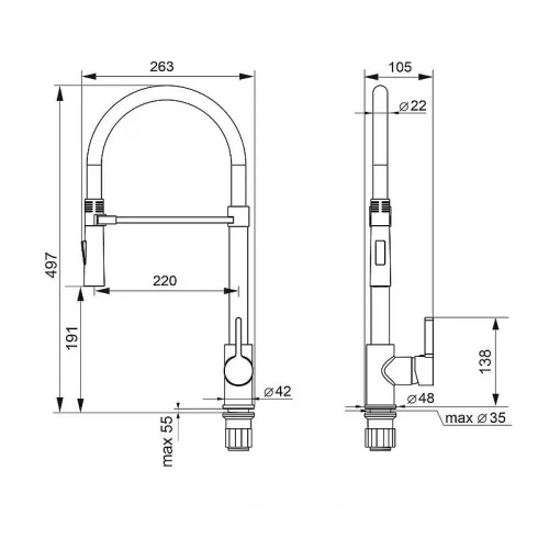 Смеситель для кухни Ulgran Classic U-024-343 цвет Антрацит